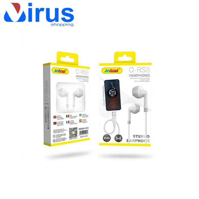 Auricolari Andowl Stereo con Connettore USB Type-C Bianco