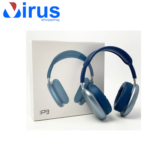 Cuffie Bluethoot MP3 WiFi smartphone Ricaricabili Model P9 Azzurre