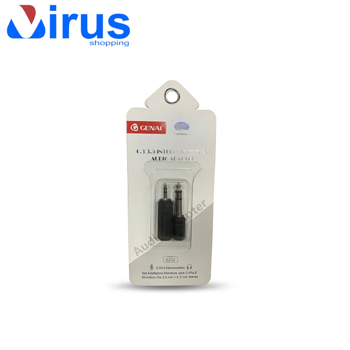 Set Adattatori Audio Jack 3,5mm e 6,3mm Stereo - Kit Interconversione Maschio/Femmina Genai GZ02