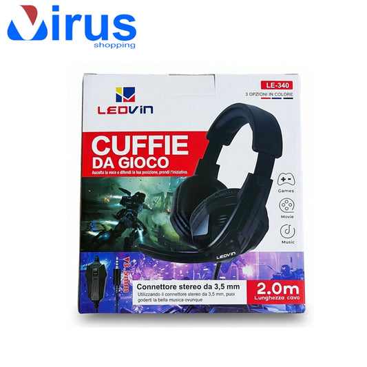 Cuffie Gaming Ledvin LE-340 con Microfono Integrato e Jack 3.5mm